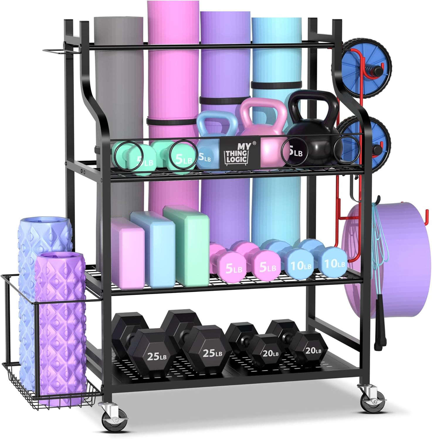 Mythinglogic Yoga Mat Storage Racks,Home Gym Storage Rack for Dumbbells Kettlebe