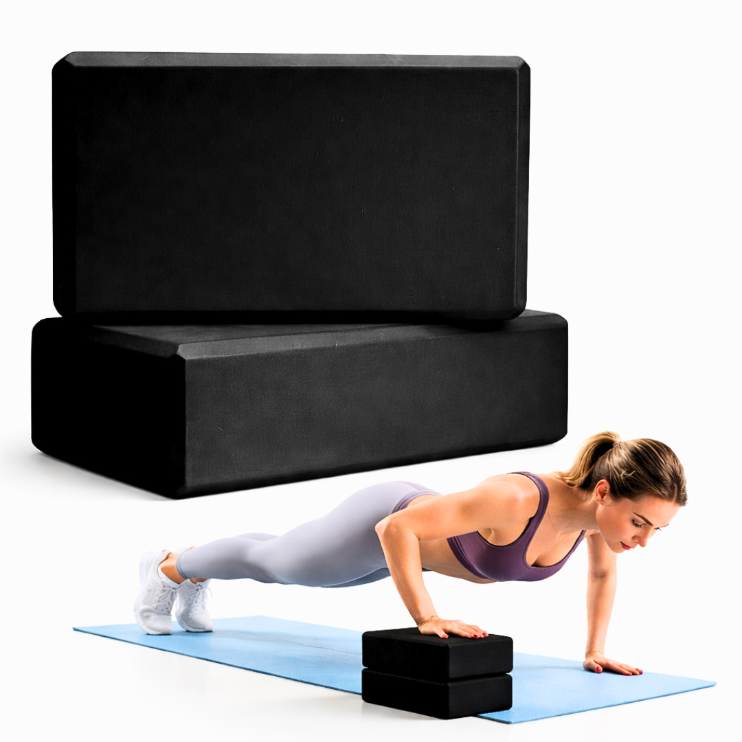 Yoga Blocks 2-Pack – High Density Foam Yoga Bricks for Balance & Stretching