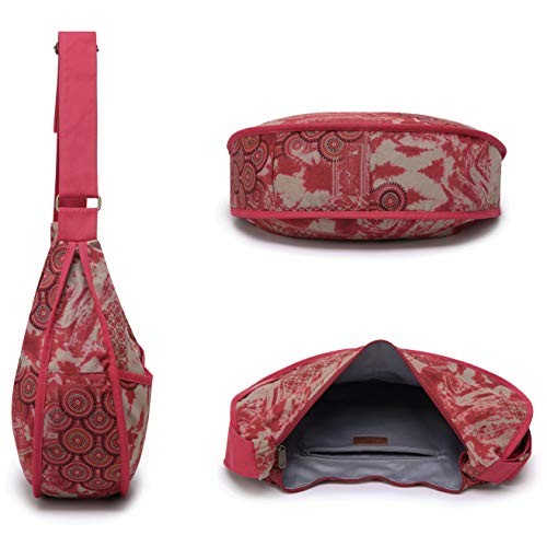 Womens Hippie Large Sling Shoulder Boho Handbag canvas Crossbody Bags Red
