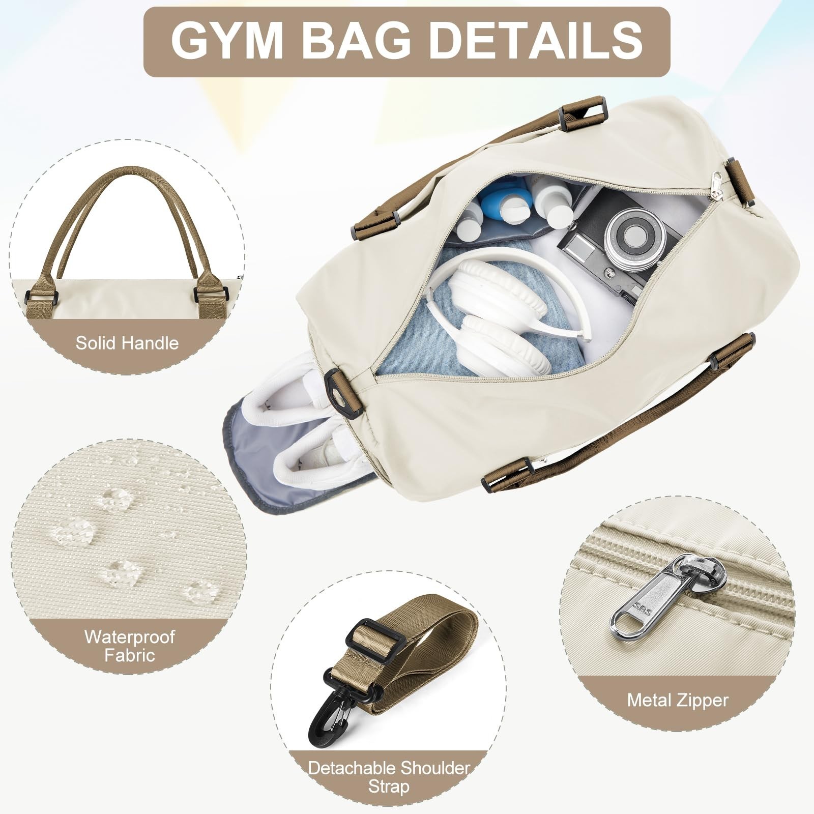 Gym Bag for Women Men with Shoes Compartment,Sports Duffle Bag Personal item …