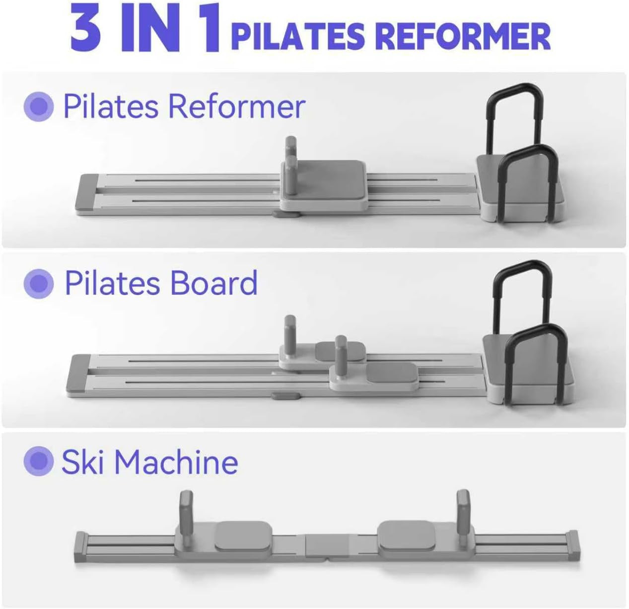 Portable Pilates Reformer with Extended Track and Yoga Socks for Home Workouts