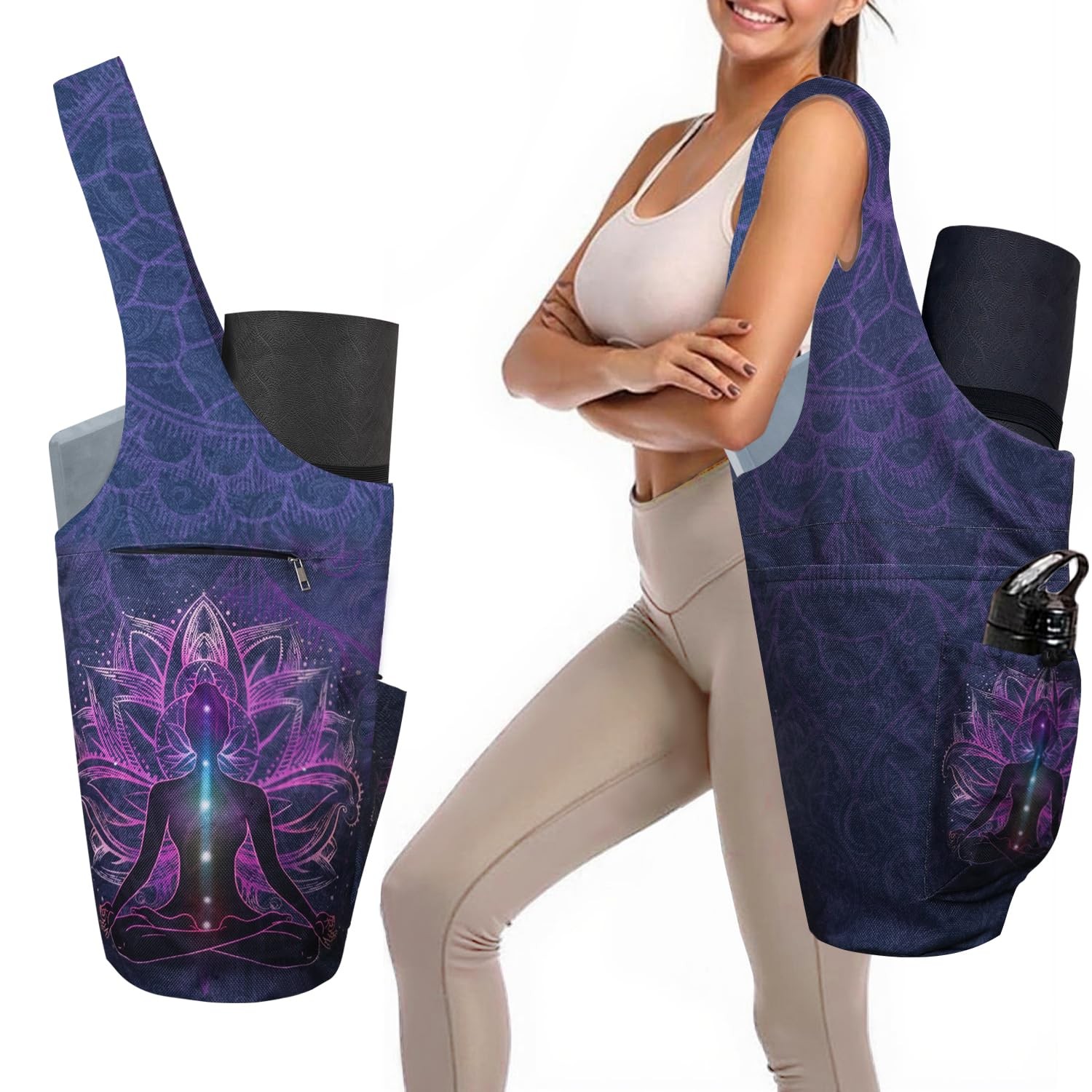 Yoga Mat Bags for Women Fit Large Capacity Gym Mats Blocks with Waterproof We…