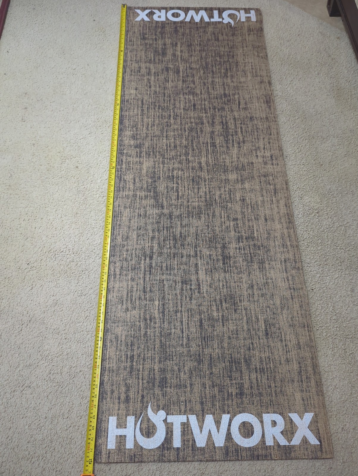 HOTWORX Eco-Friendly Hemp Fiber Yoga Mat Non-Slip 24×72 Brown + Carrying Strap