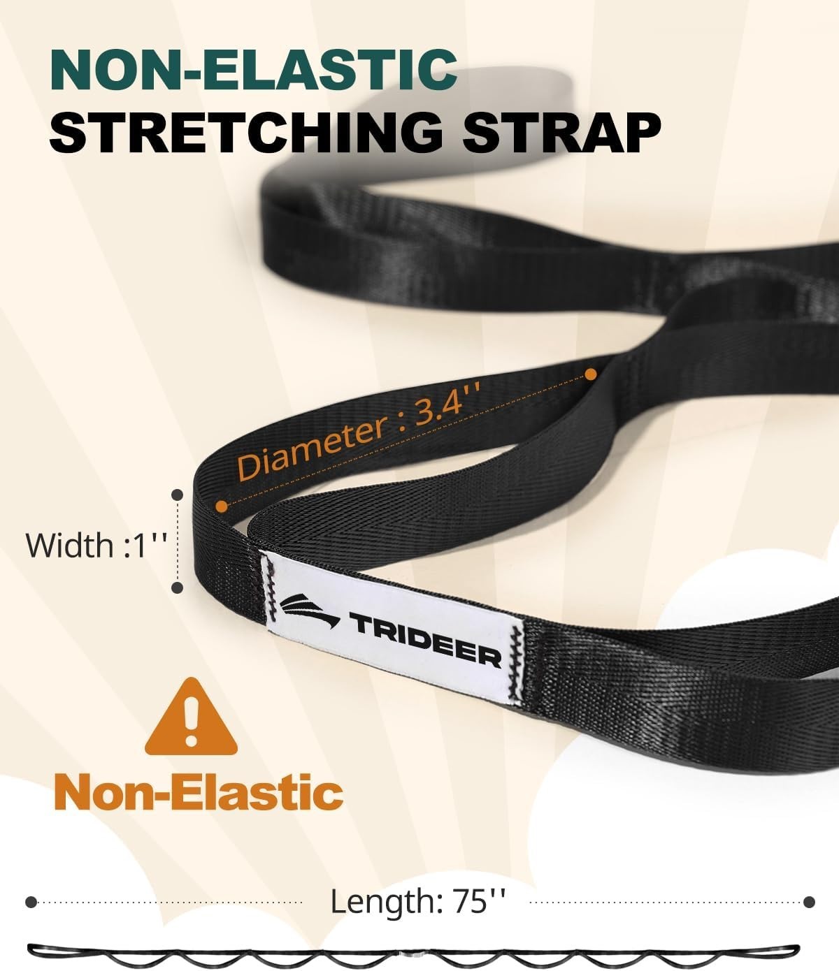 Stretching Strap for Physical Therapy & Home Rehab, Non-Elastic Yoga Stretch …
