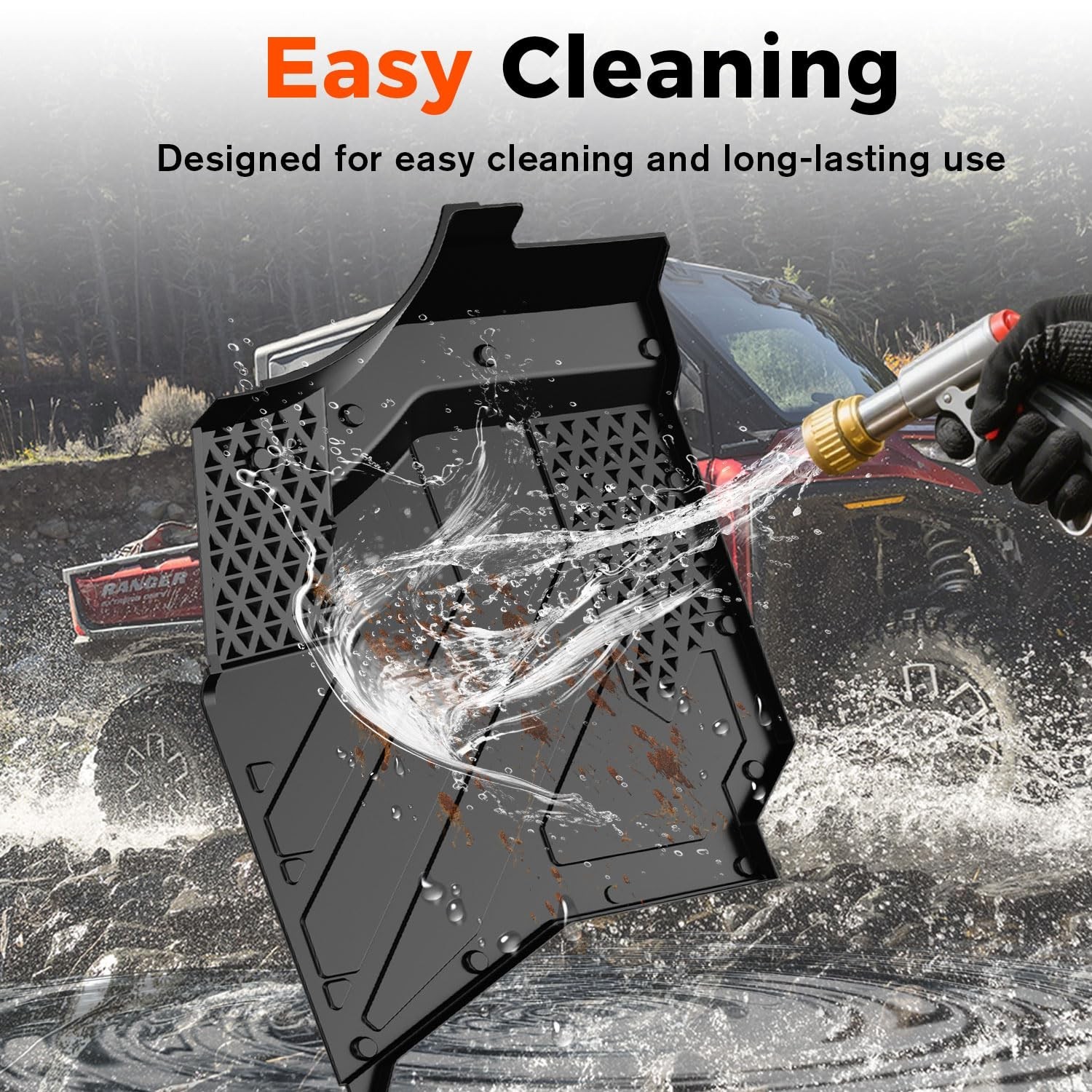TPE Floor Mats for Polaris Ranger XD 1500/Crew XD 1500-2024 2025 2026, 2PCS T…