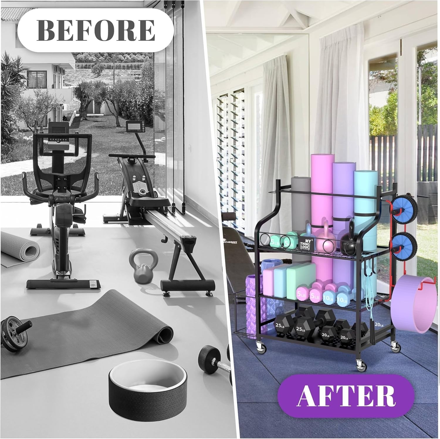 Yoga Mat Storage Racks,Home Gym Storage Rack for Dumbbells Kettlebells Foam R…