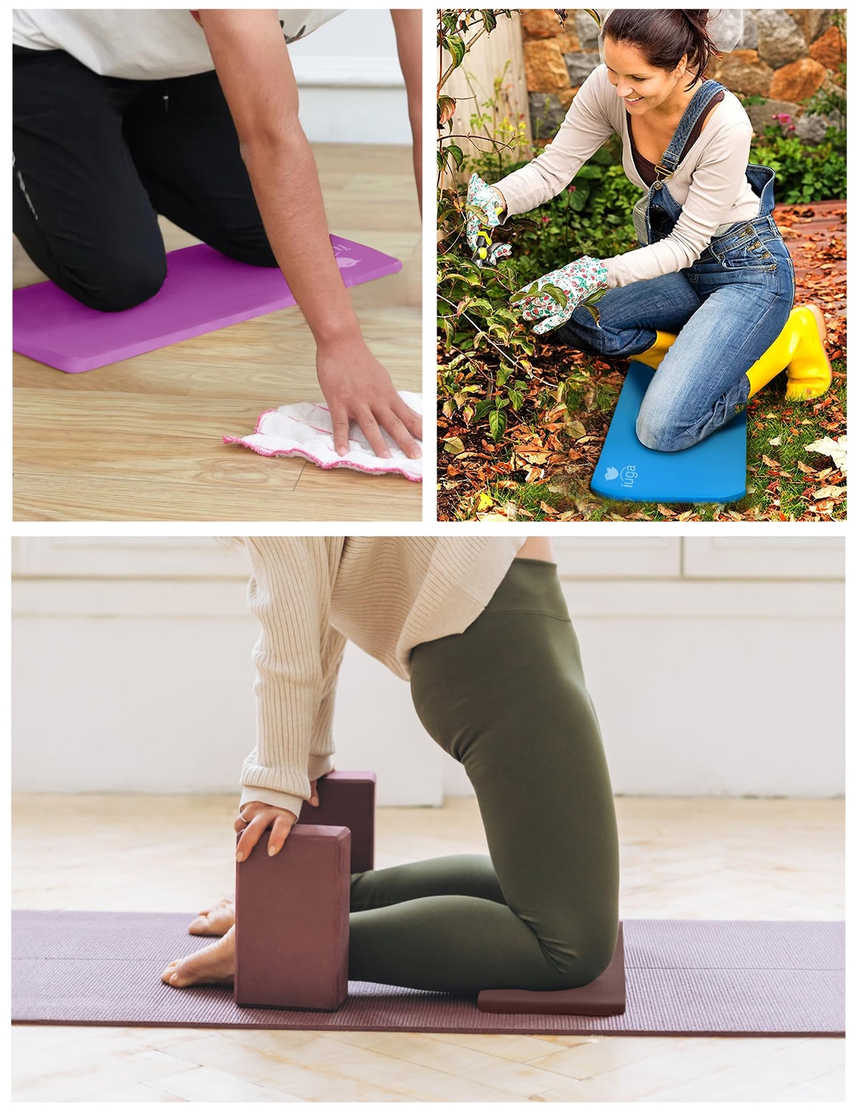 IUGA Yoga Knee Pads Cushion Non-Slip Knee Mat Extra Padding – Support for Kne…