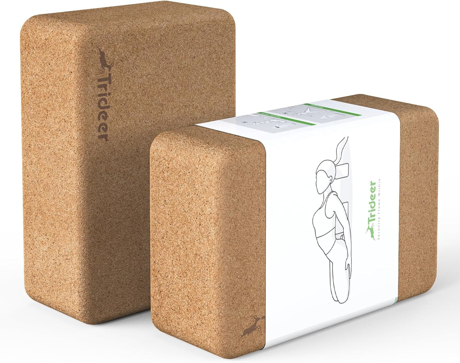 Cork Yoga Blocks, 2 Pack Natural Cork Blocks, High Density with Non Slip Surface