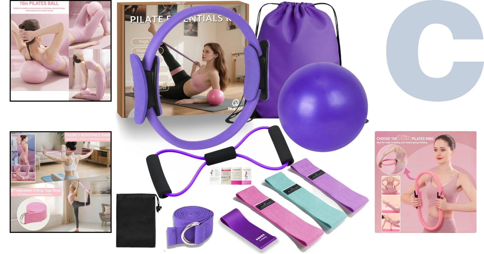 Complete Home Workout Bundle: Pilates Ring, Booty Bands, and Yoga Accessories