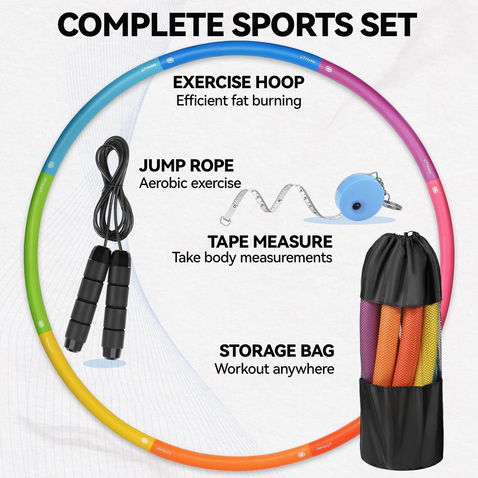 Weighted Exercise Hoop for Adults, 2.2lbs Adjustable Fitness Hoop, 8 Detachab…