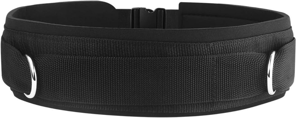 Waist Belt Neoprene Padded Gym Pulley Strap with Rings for Cable Machines Fit…