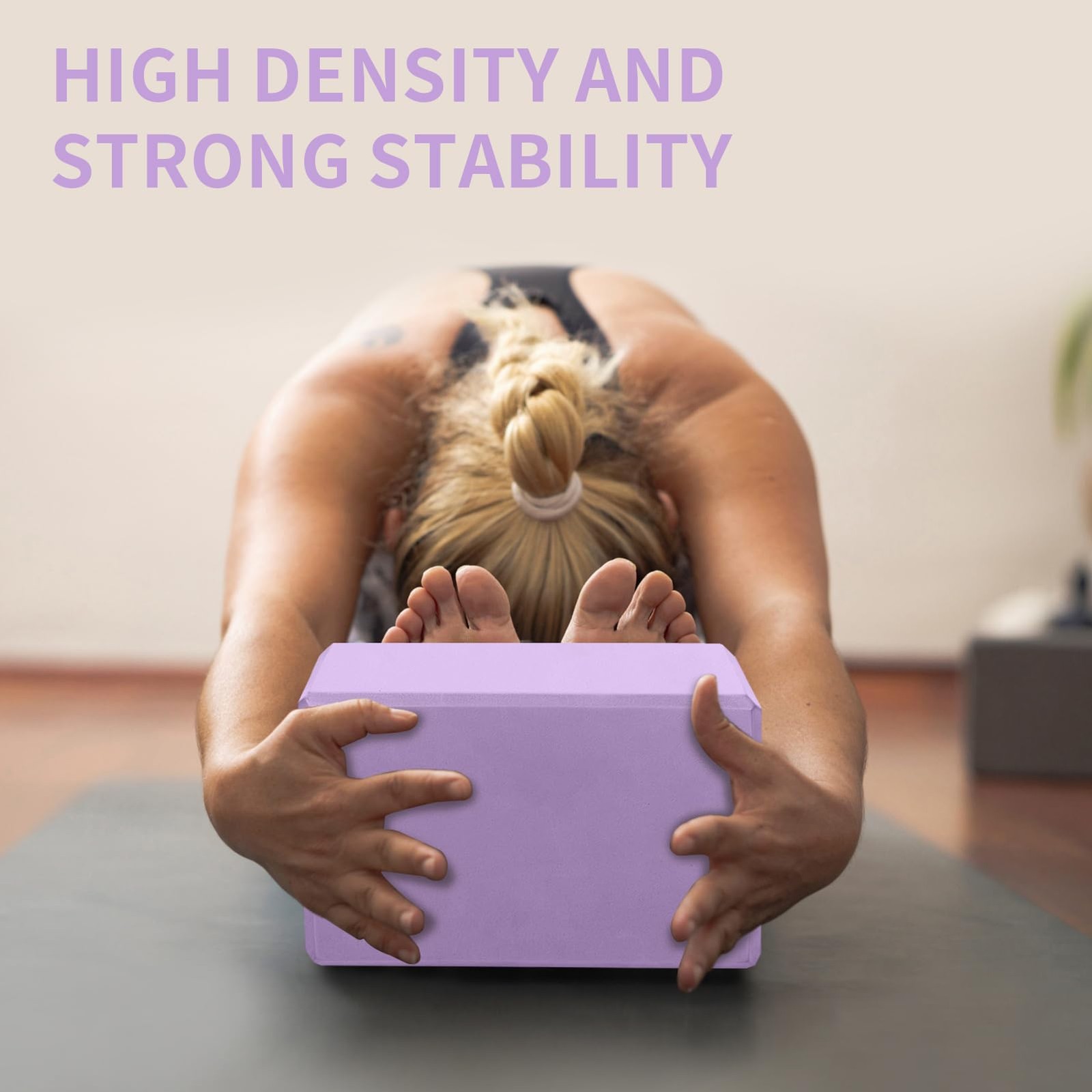 Yoga Block 2 Pack 9&Prime;x6&Prime;x3&Prime;, Sturdy Foam Blocks, High Density & Lavender