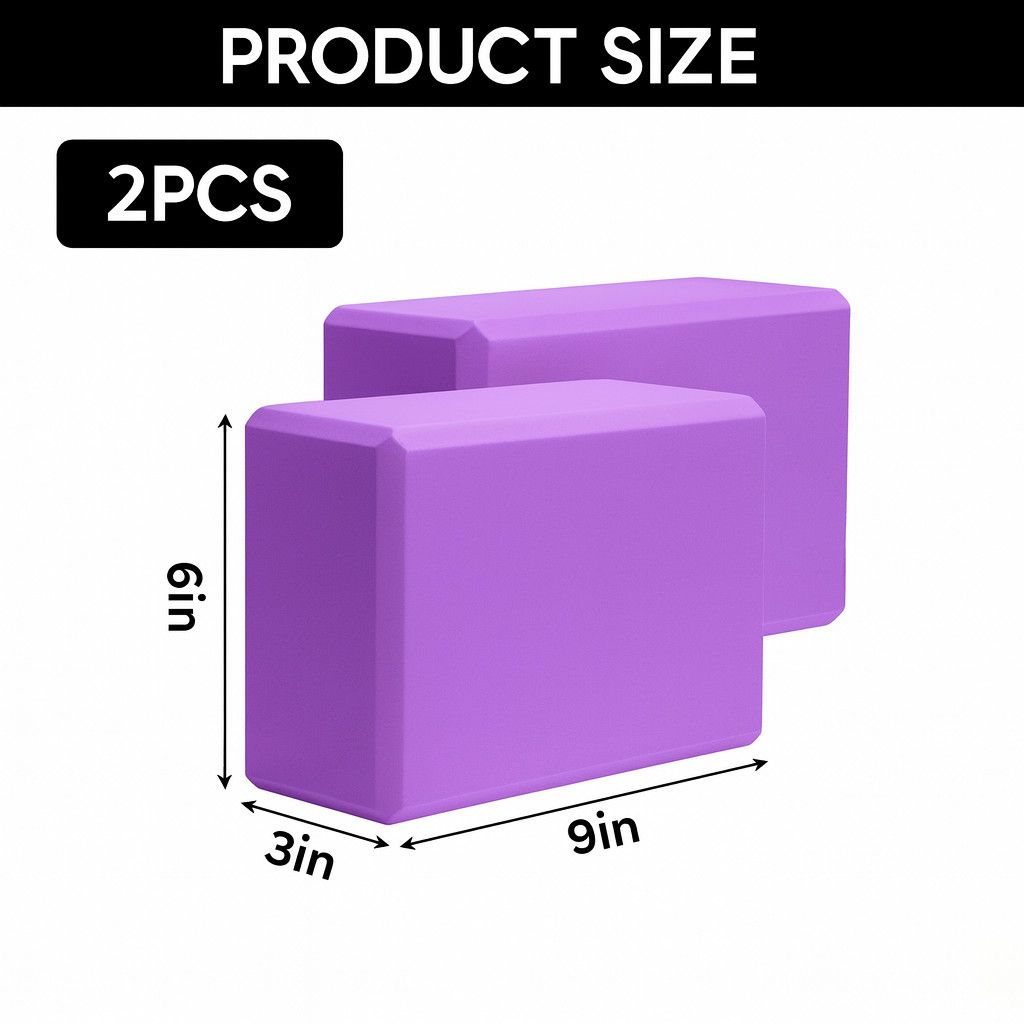 Yoga Blocks 2-Pack – High Density Foam Yoga Bricks for Balance & Stretching