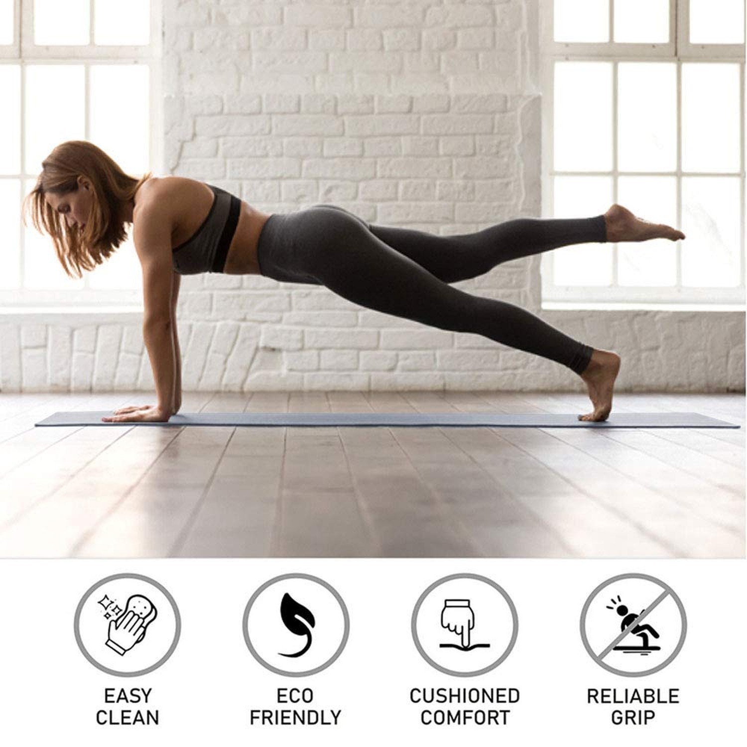 Thick High Density Yoga Mat Exercise Equipment Gym Floor Mat, Thick 72 x 24̶