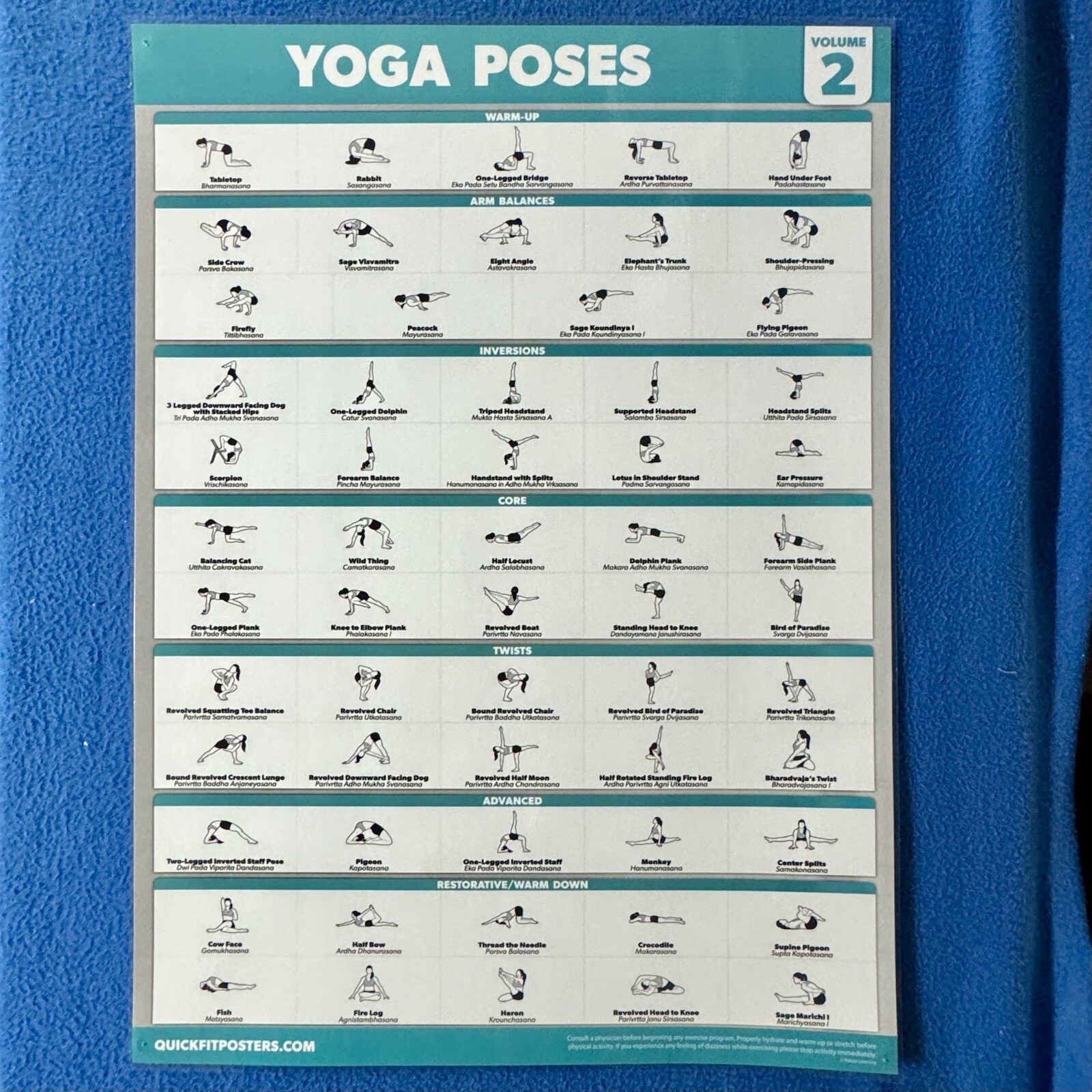 QuickFit Yoga Posters 4 Posters Stretching Warm-up Exercise Palace Learning