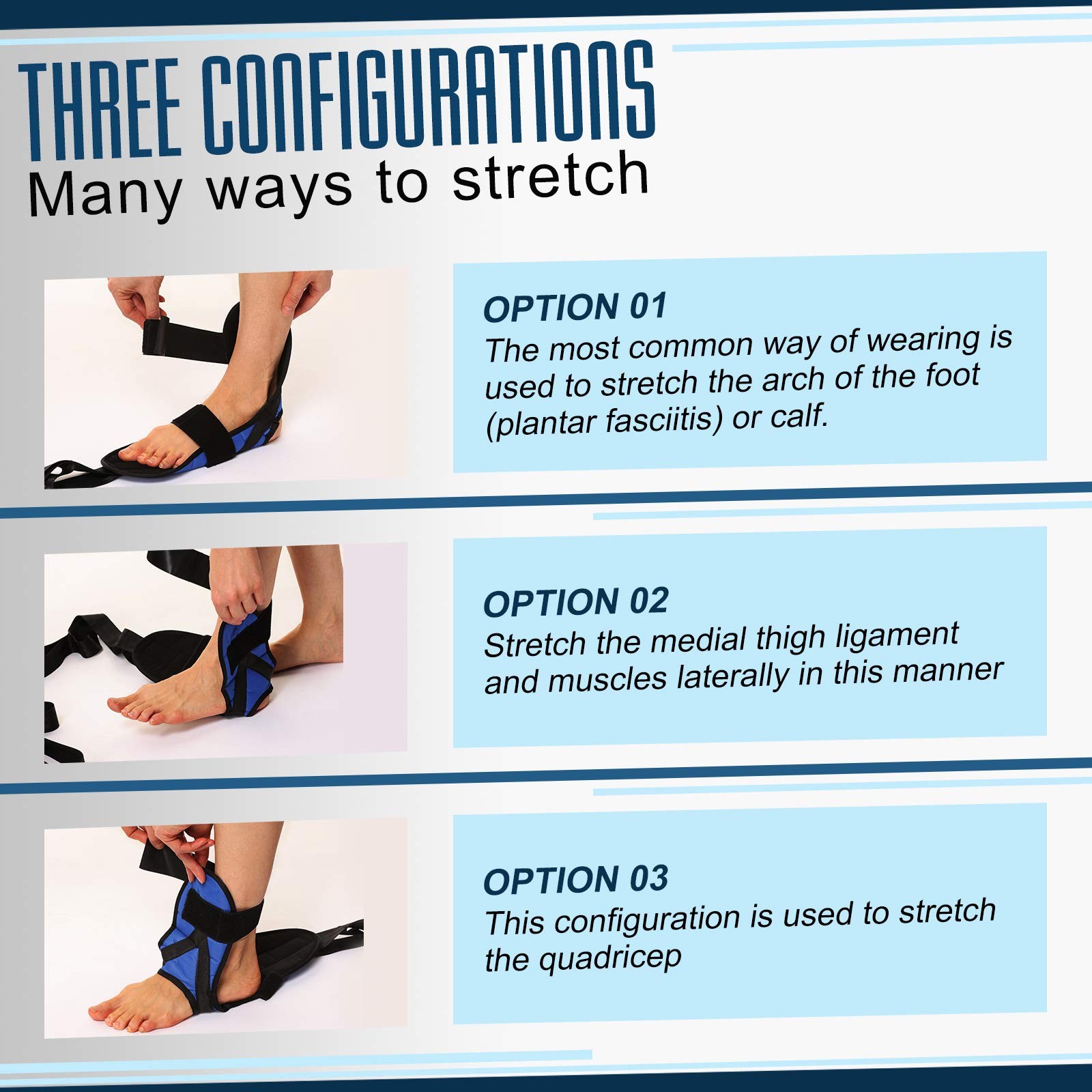 Foot and Calf Stretcher for Plantar Fasciitis, 1 Count (Pack of 1), Blue