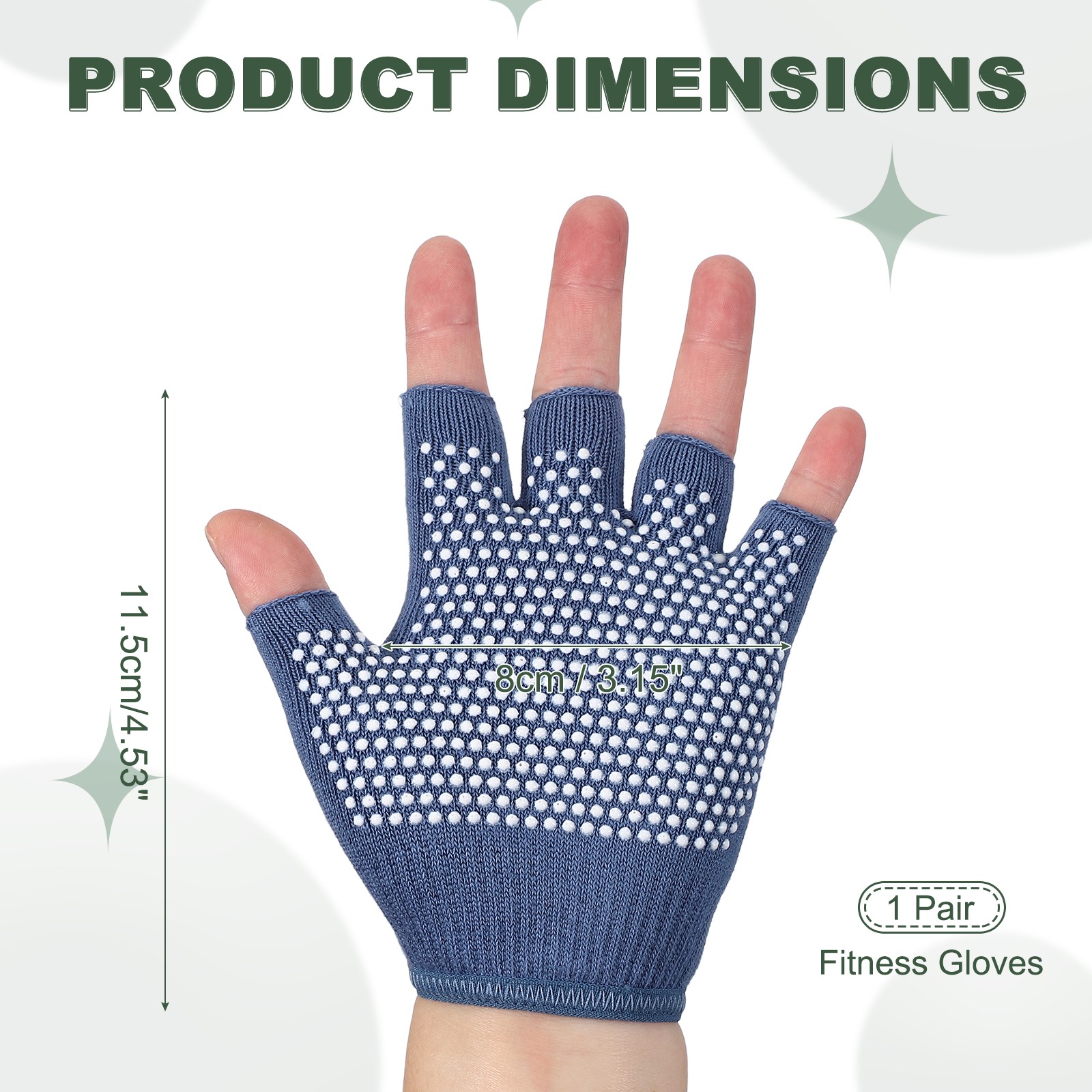 Yoga Gloves, Non Slip Fingerless Pilates Gloves, Dark Blue