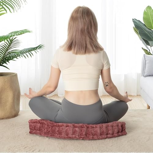 Fan-Shaped Floor Cushion Fan Floor Pillow, Meditation Cushion for 20*20 Red