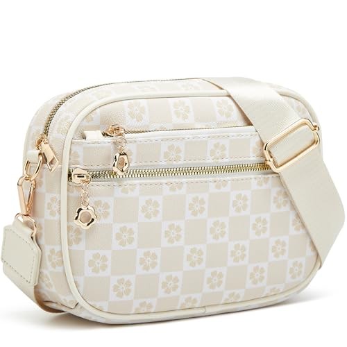 Crossbody Purse for Women Small Crossbody Bags Checkered Beige Minimalism