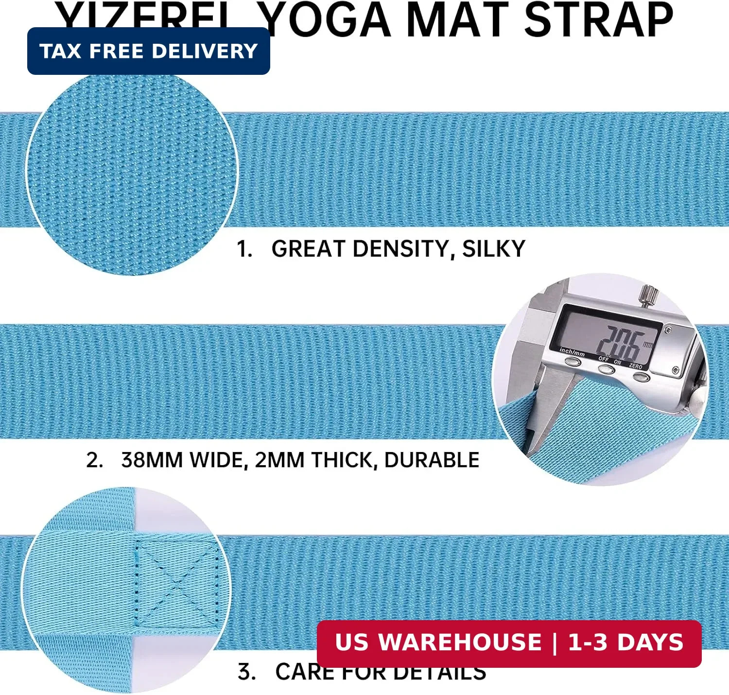 2 Packs Yoga Mat Strap for Carrying, Yoga Mat Carrier, Adjustable Yoga Mat Sling