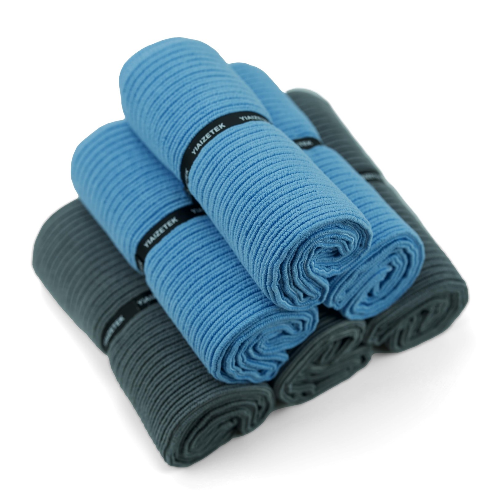Microfiber Gym Towels with Snap Straps, Yoga Towel for 16&Prime; x 28&Prime;, Grey/Blue
