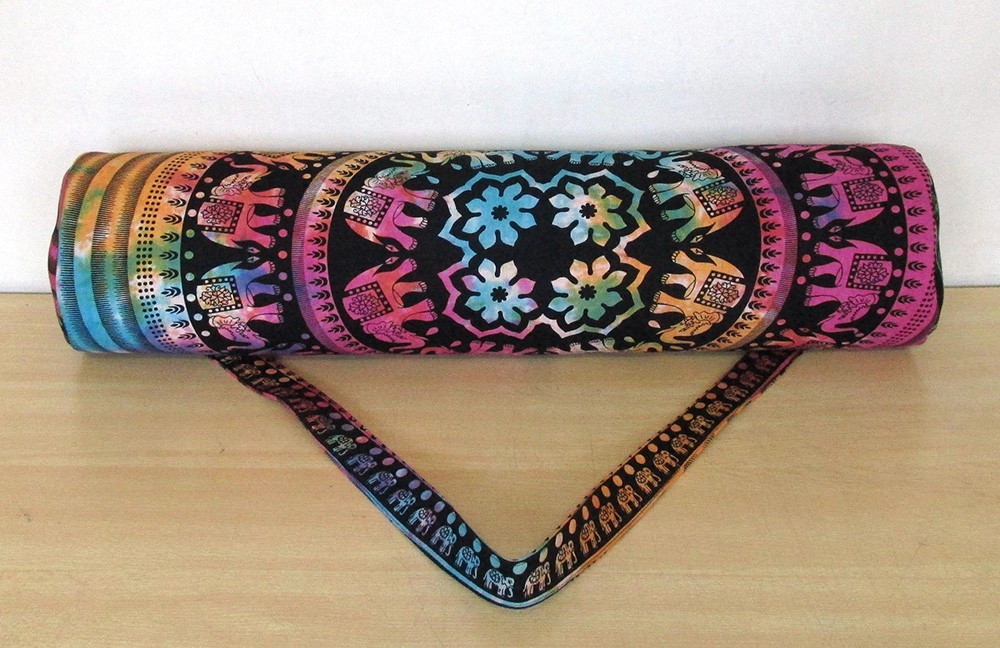 Indian Multi Elephant Yoga Mat Carrier Bag Mandala Large Shoulder Strap