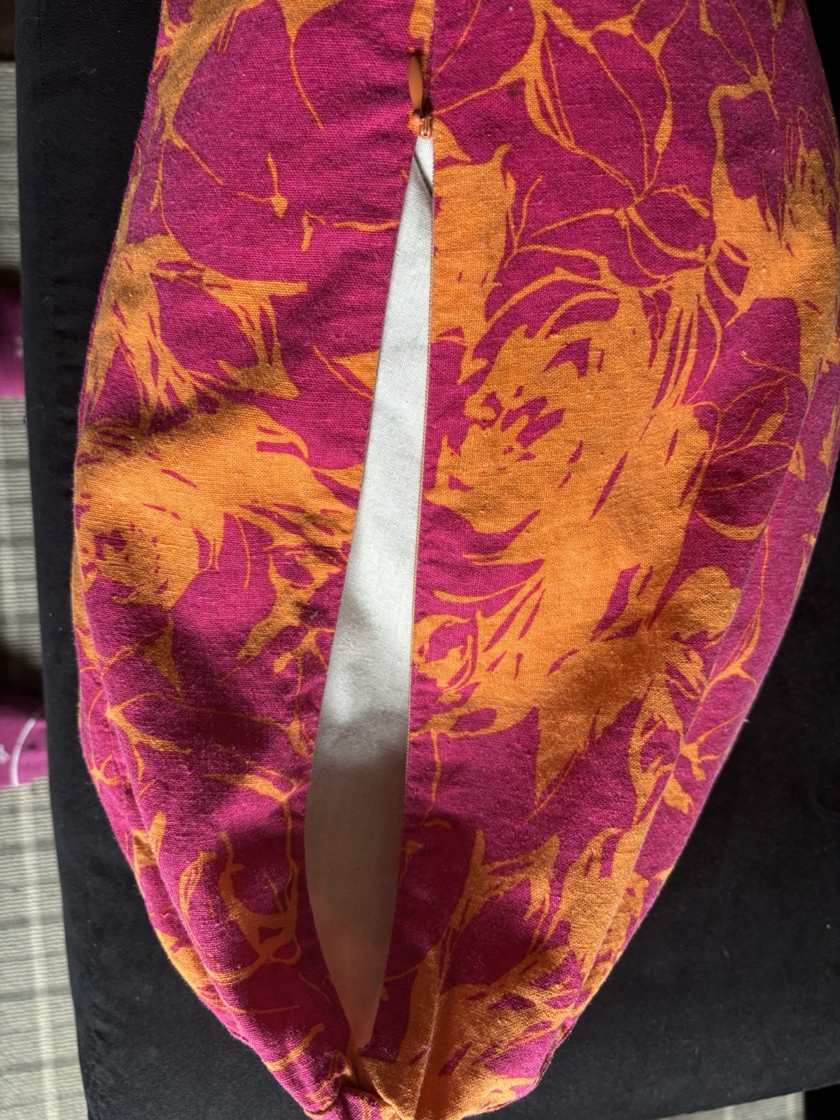 Love my mat Pink Orange Floral Cotton Canvas meditation cushion
