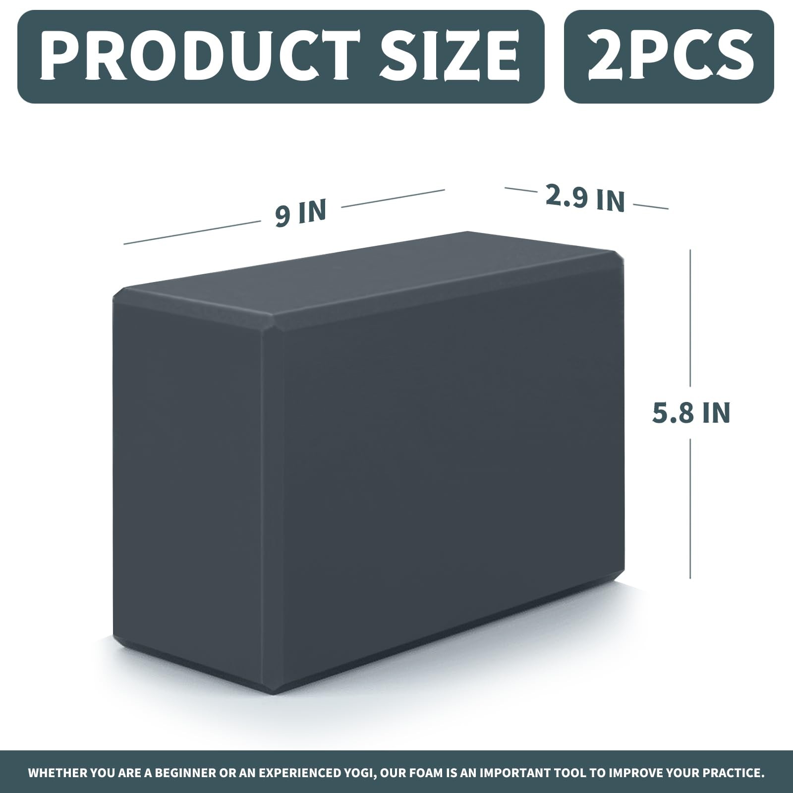 Yoga Blocks 2 Pcs, 9&Prime;x6&Prime;x3&Prime; Brick Foam EVA Block Large, Grey