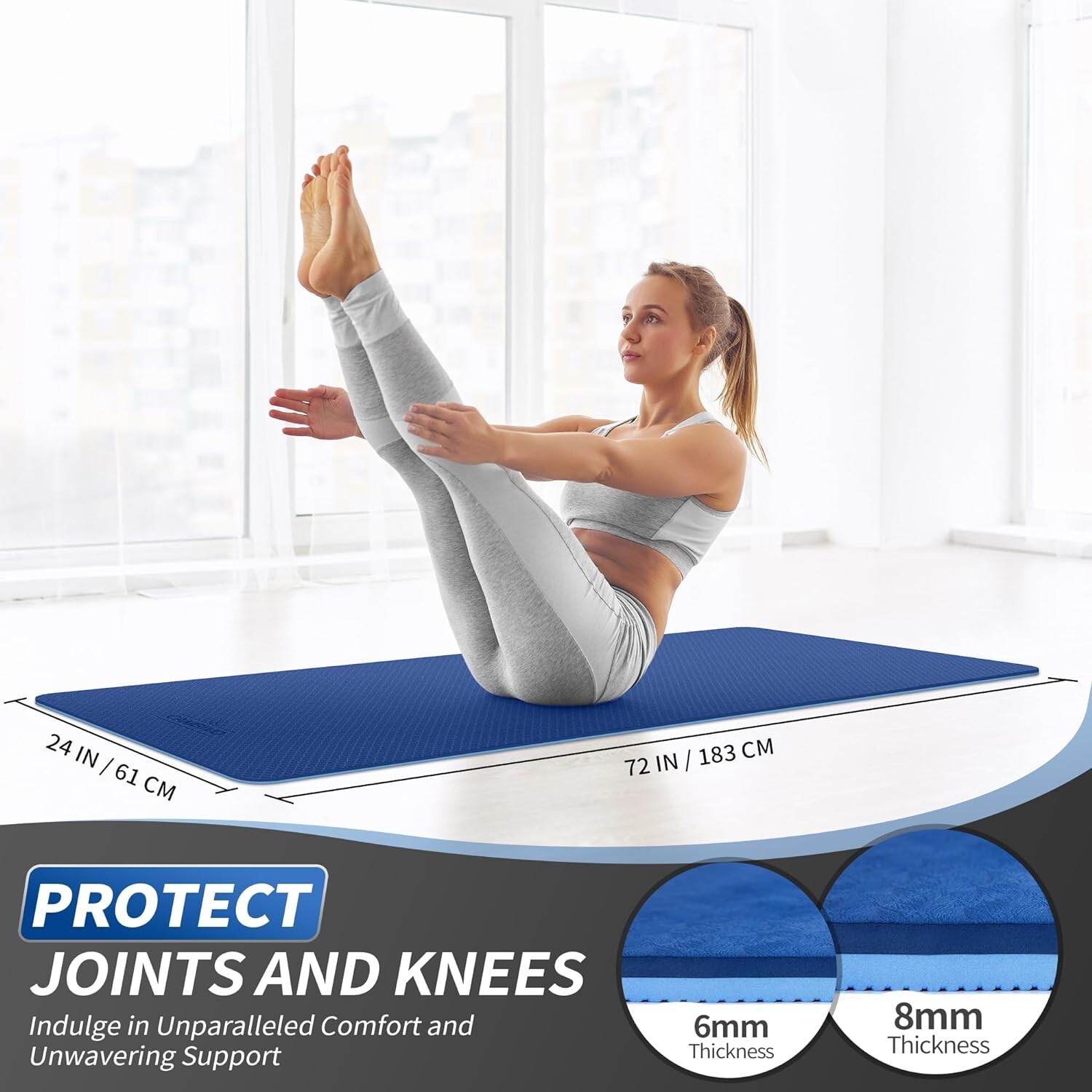 TPE Yoga Mat – Non-slip – Lightweight – 6mm – Comfortable – Long-lasting – Grip
