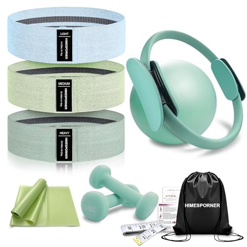 Pilates Equipment Kit for Home Workout, Pilates Ring and Ball Set with Green