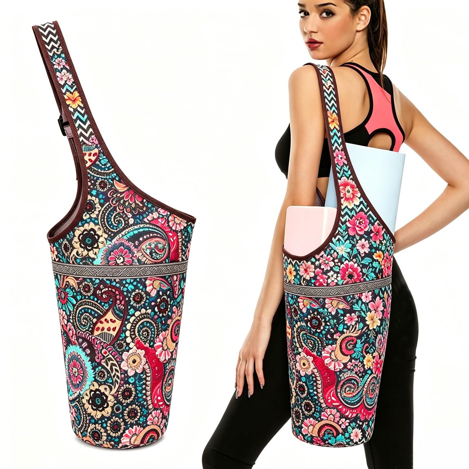 Sports Yoga Mat Bag,Large Opening Yoga Mat Carrier for Quick Access,with Larg…