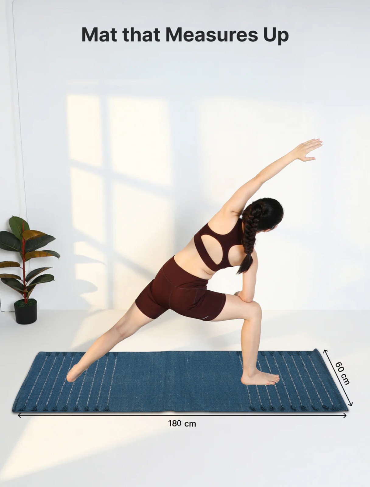Yoga Mat Thick Non Slip Cotton Exercise Workout Mat Pilates Rug 2×6 FT