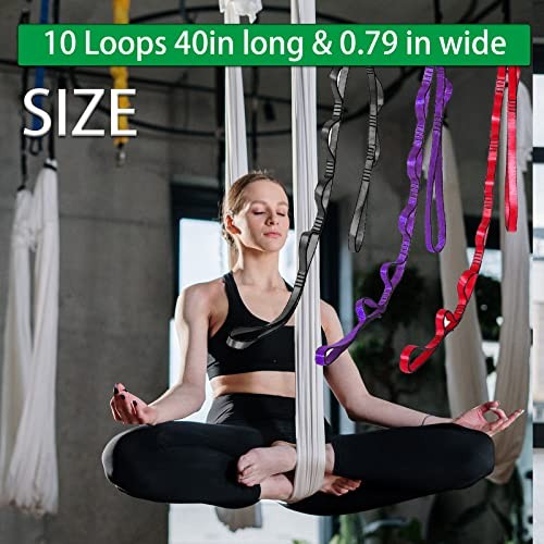Aerial Yoga Hammock Daisy Chains Strap, Strong 22kN Adjustable 40&Prime;×0.79&Prime; Red