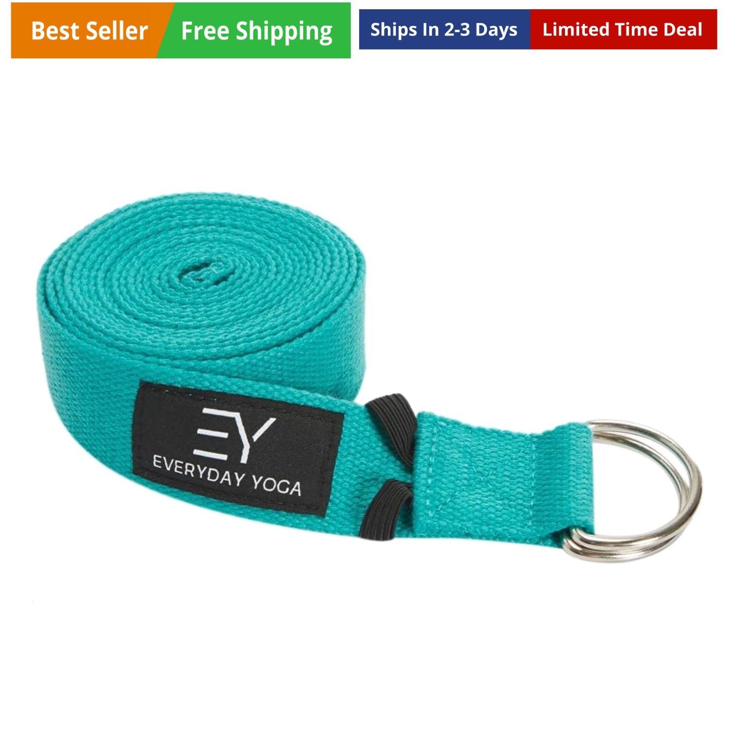 Strap with Metal D-Ring – Durable Stretching Strap for Yoga, Pilates, Flexibi…
