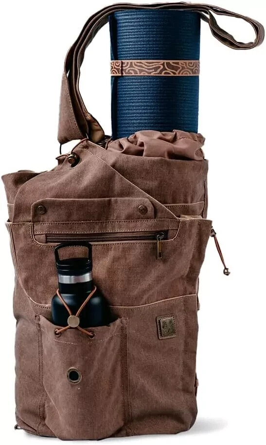 WRASCO Yoga Mat Bag for Women & Men | Large Canvas and Large, Brown 2.0