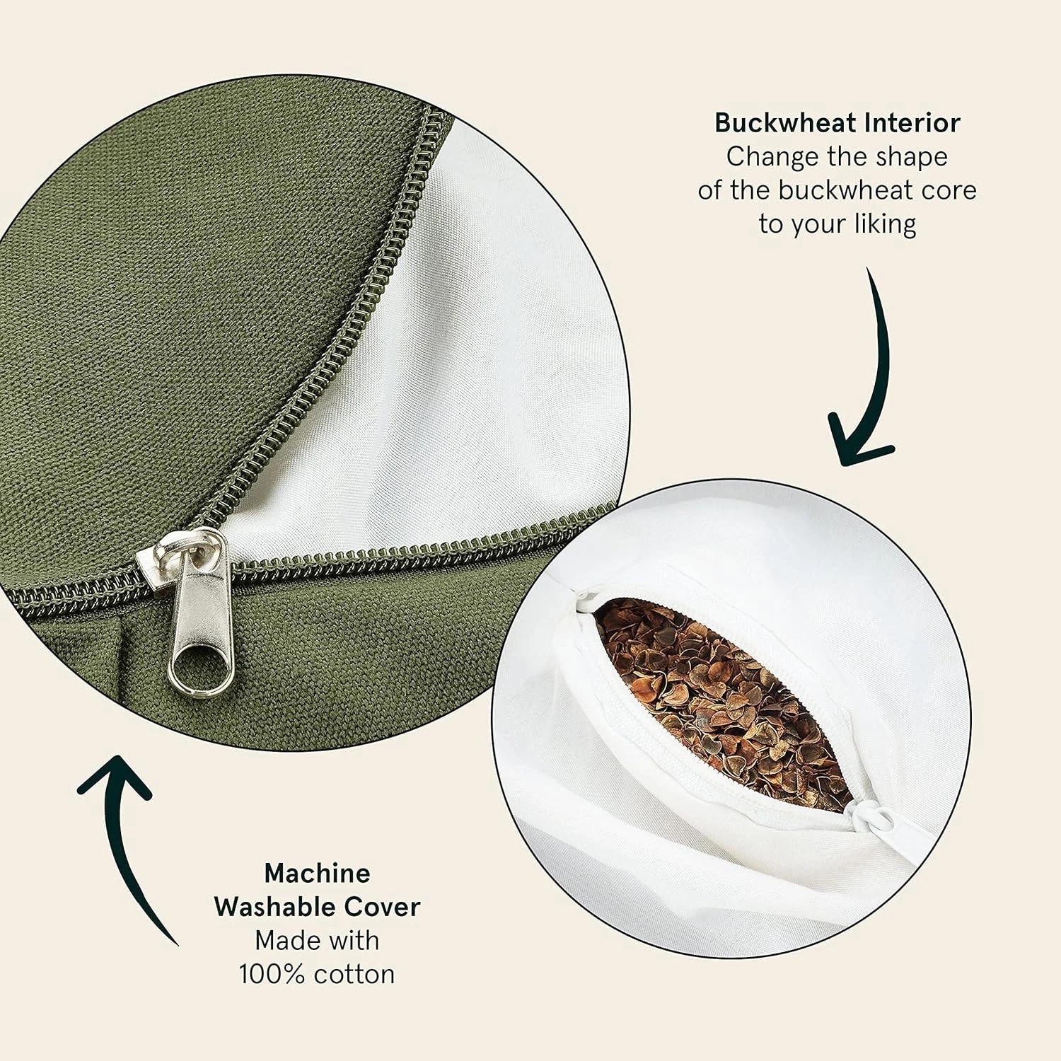Eco-Friendly Sedona 17in Crescent Meditation Cushion with Adjustable Firmness