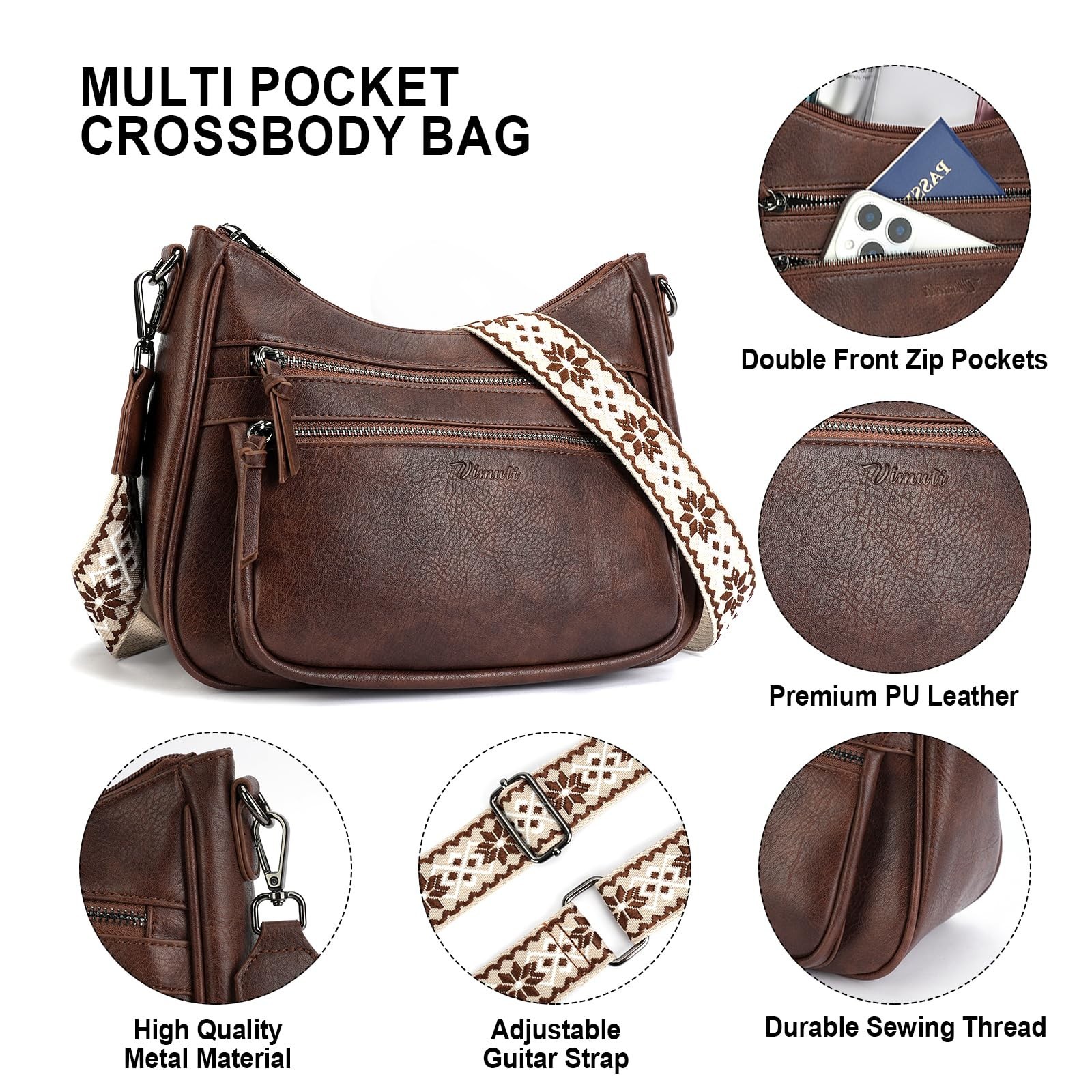 Crossbody Purses for Women Trendy Leather Crossbody Bag,Multi Pocket Shoulder…