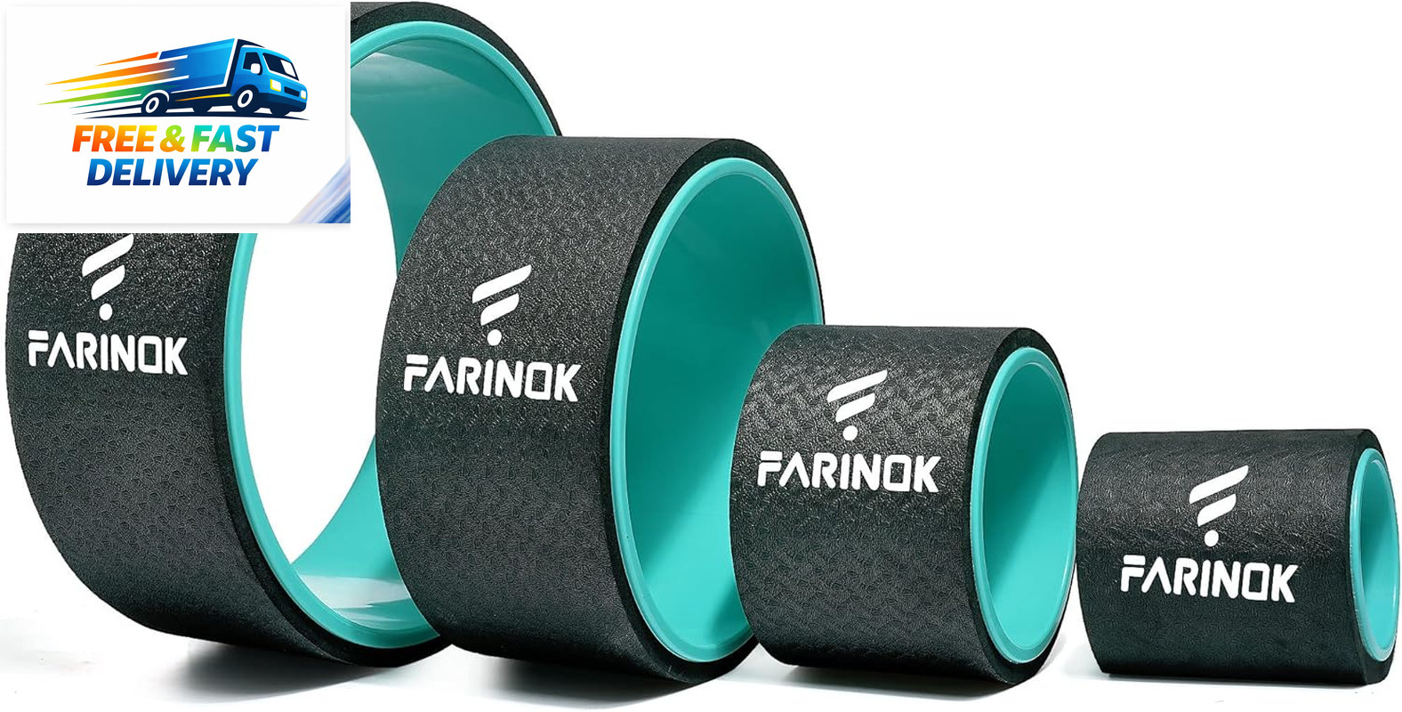 Yoga Wheel Set of 3+1, Upgraded 10MM Thick Back Wheels for Pain Relief & Stretch