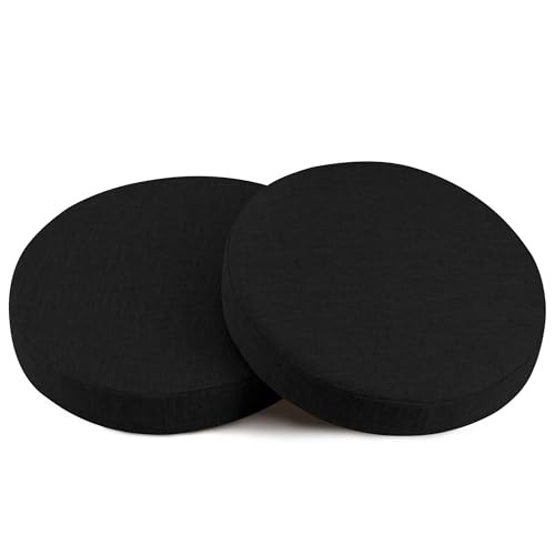 Round Chair Cushions for Dining Chairs Pack Extra Thick Seat Cushion 2 Black
