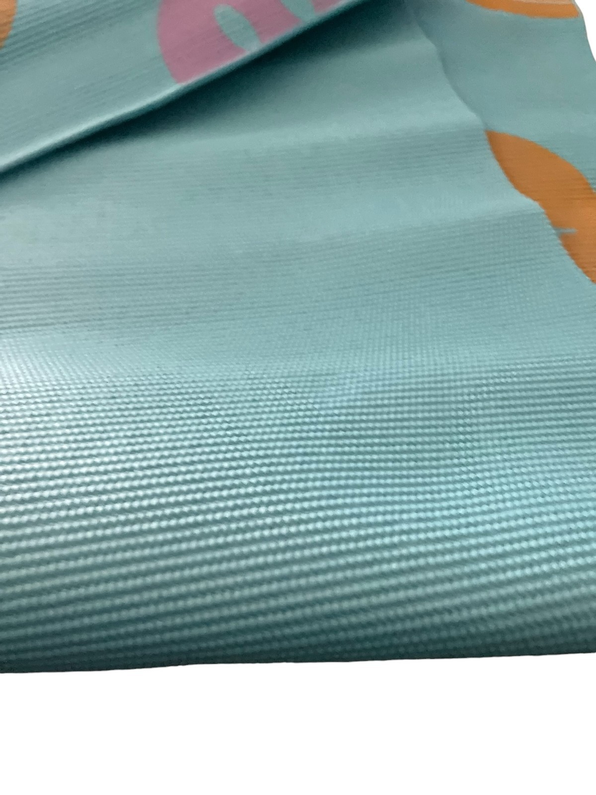 Yoga Mat Smiley Face Print Teal Turquoise w/ Pink Carry Strap Non-Slip Mat 24×67