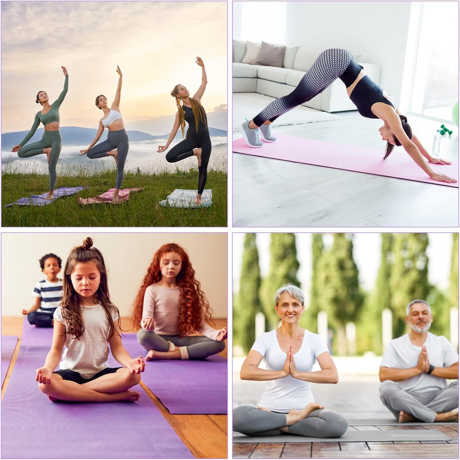 1/8&Prime; 3 mm Thick Yoga Pilates Mat Exercise Workout NonSlip Fitness Pad Gym 68×24&Prime;