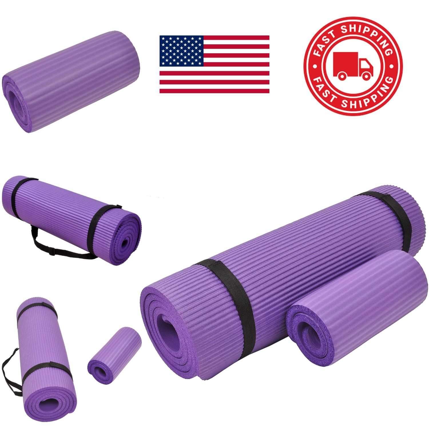 All Purpose 1/2 Inch Extra Thick High Density Yoga Mat with Knee Pad and Strap
