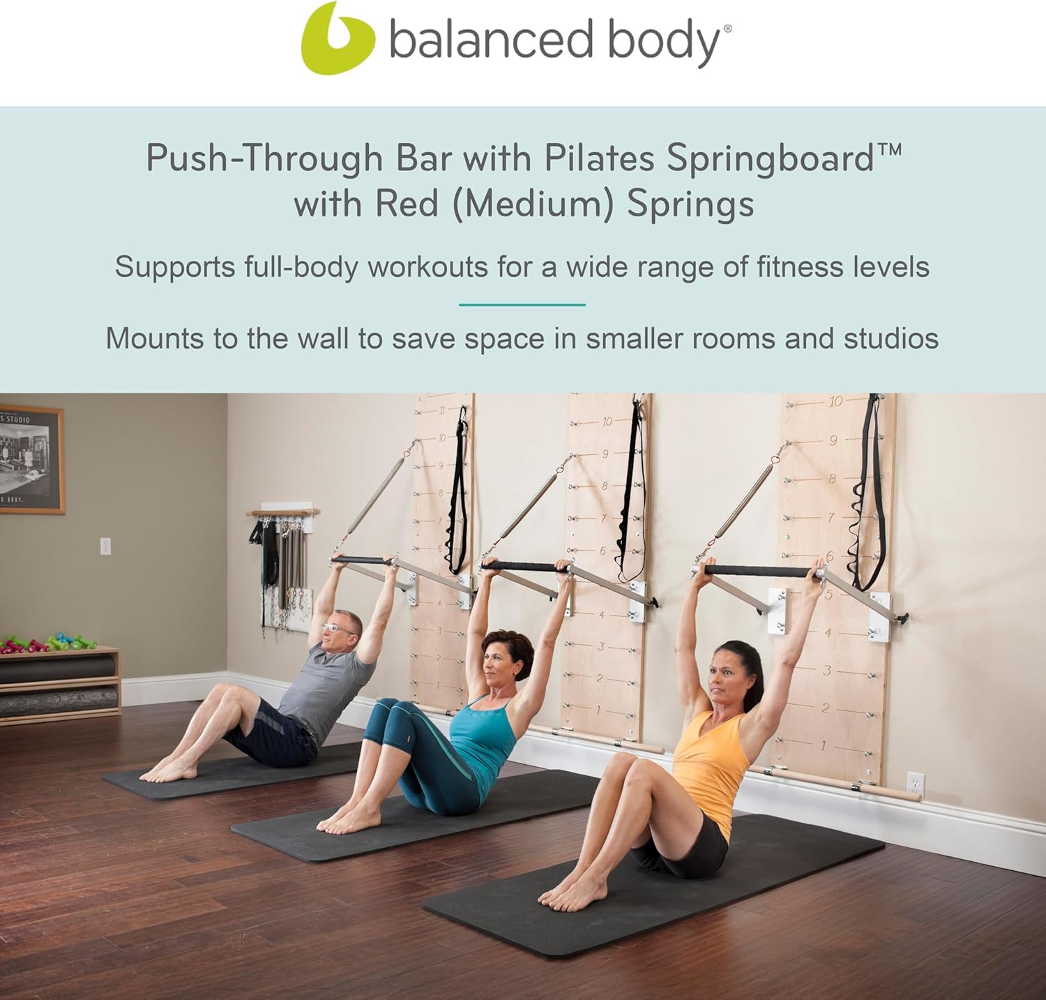 Pilates Springboard, Wall Mounted Pilates Workout Equipment for Home Gym or Stud