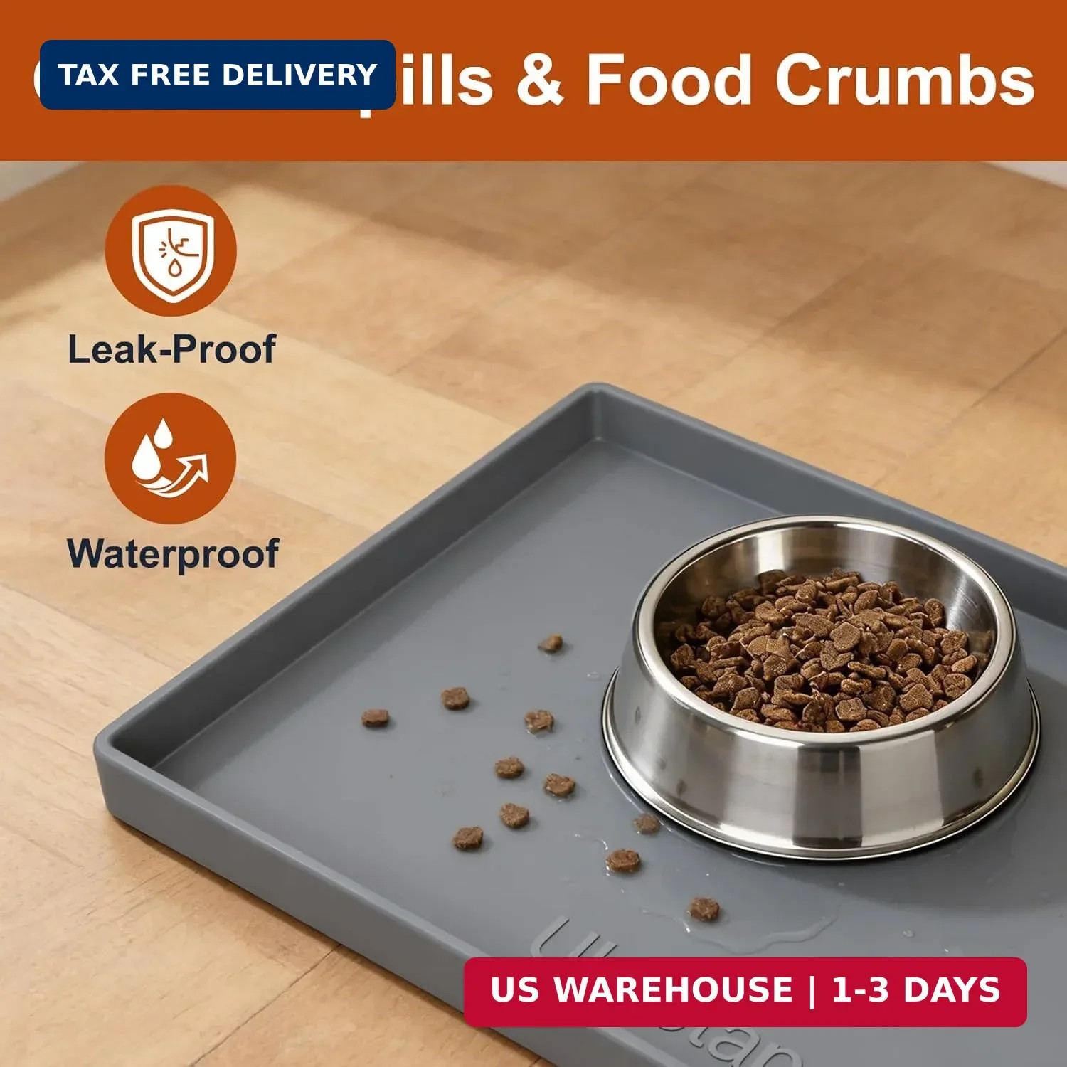 ukeetap Extra Thick Silicone Mat Waterproof with Raised Edge 19&Prime; x 12&Prime;, BPA Free