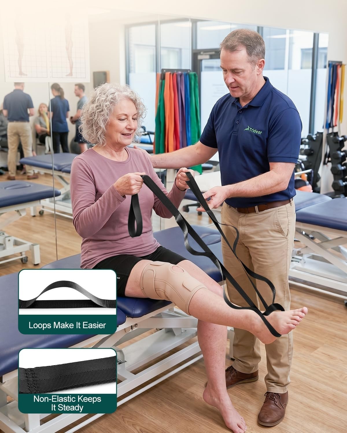 Versatile Non-Elastic Stretching Strap – Perfect for Beginners in Yoga & Therapy