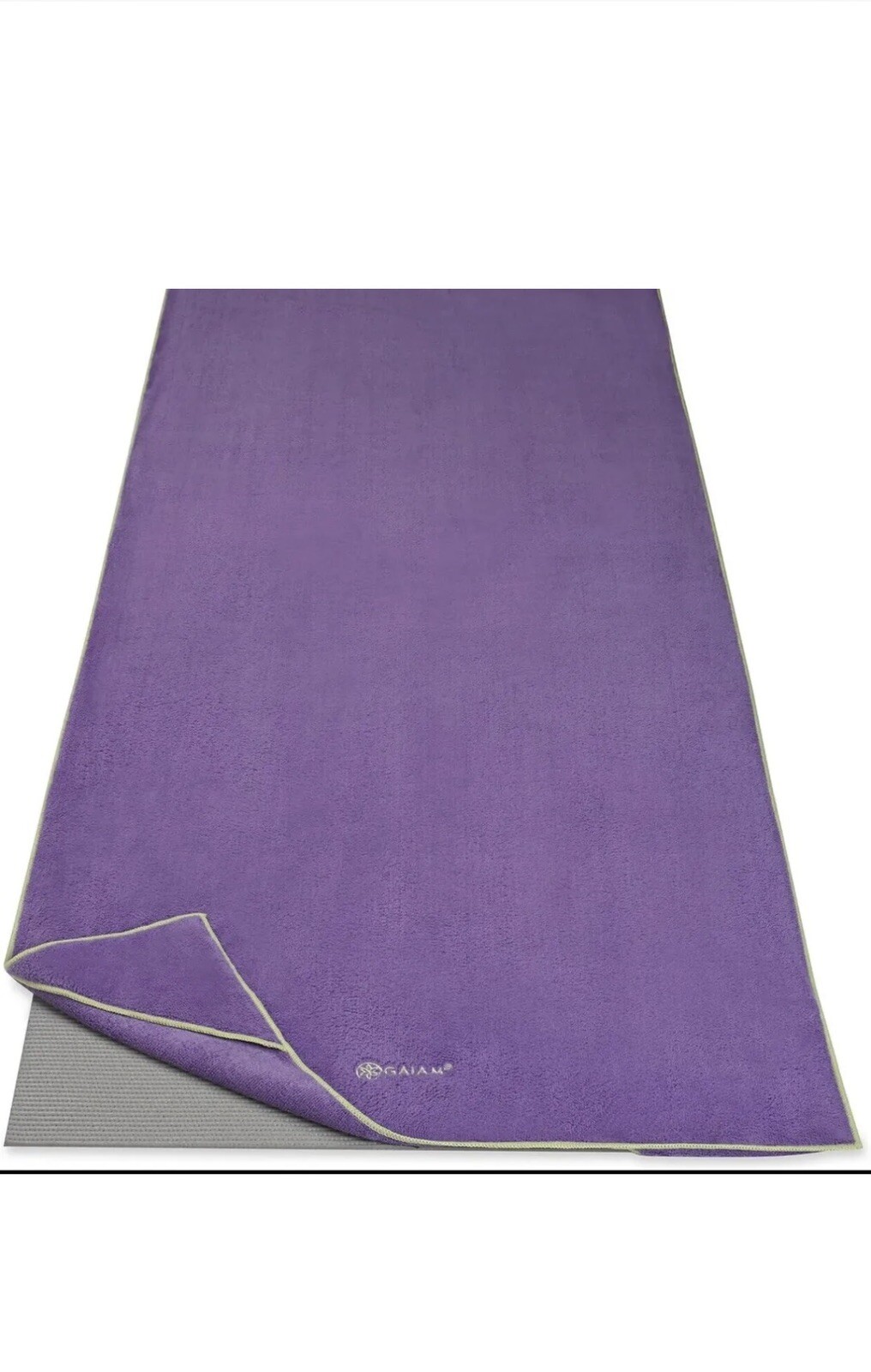 Gaiam Yoga Mat Towel Purple Full Size Microfiber Stay Dry Absorbent 26”x70” NEW