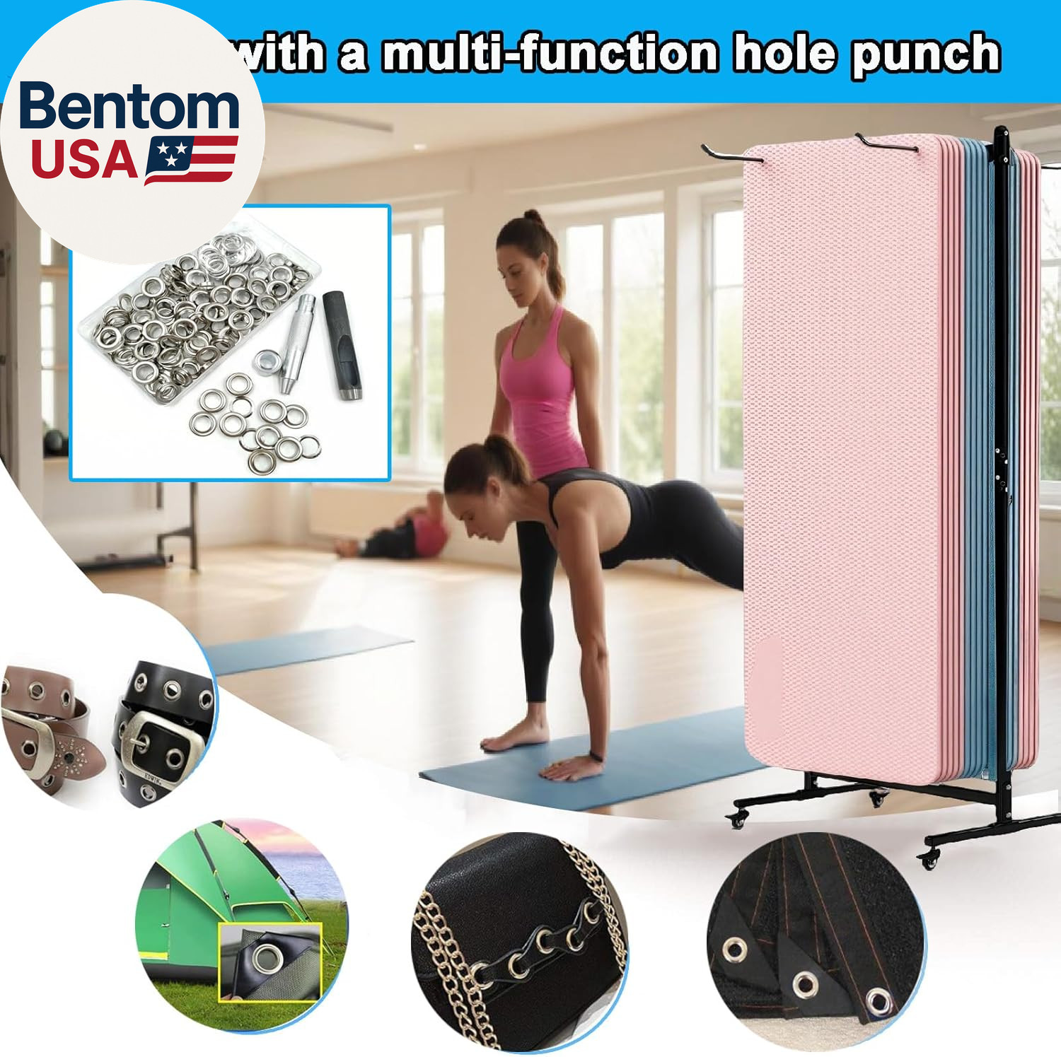 Yoga Mat Holder Hanging, Floor Rolling Yoga Mat Cart, Large Capacity Storage Rac