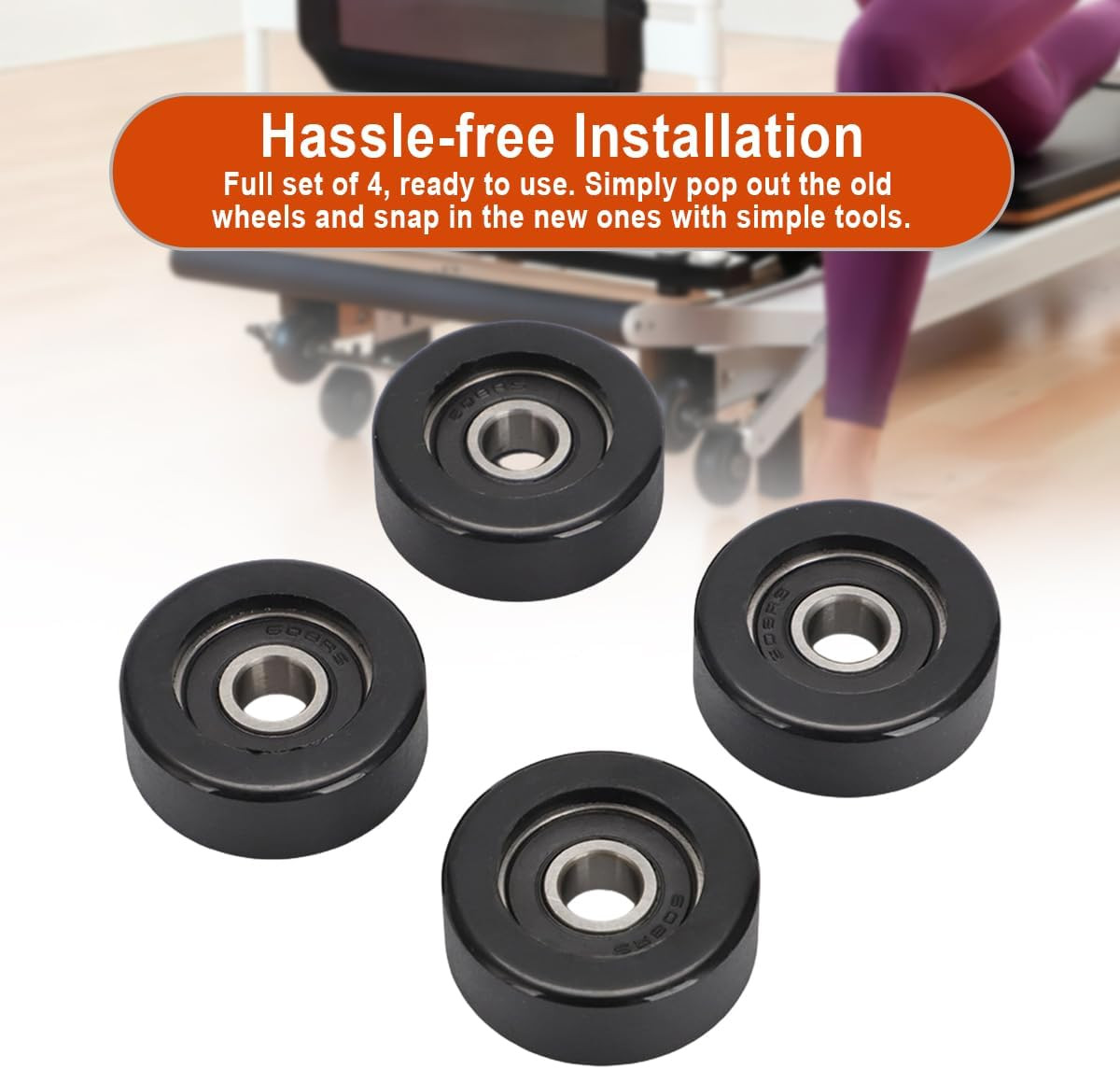 Optimized Replacement Roller Wheels for Aero Pilates Reformer, Set of 4, High-Pe