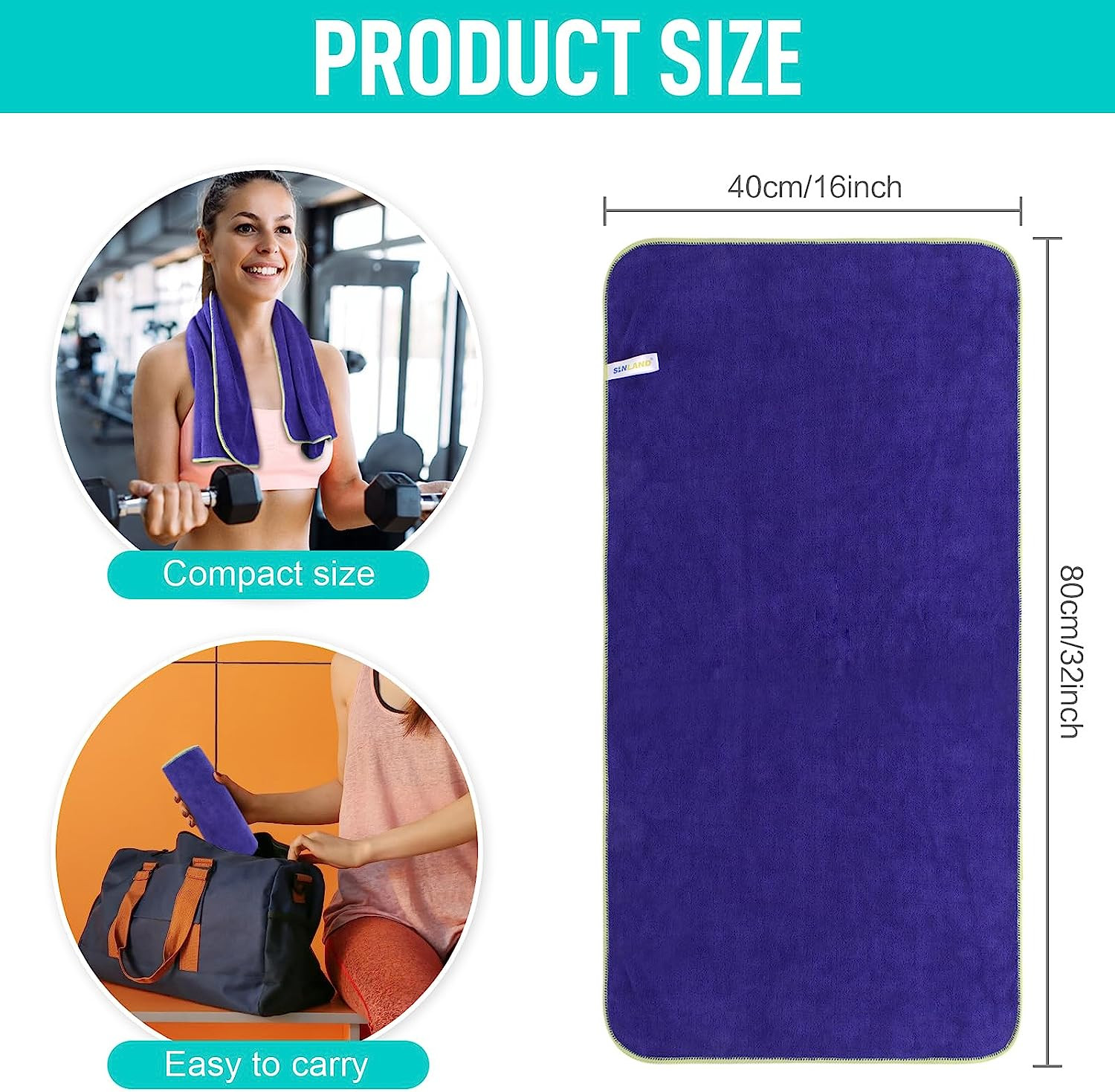 Microfiber Gym Towels Super Absorbent Compact Travel Workout Towel Quick Dry Cam