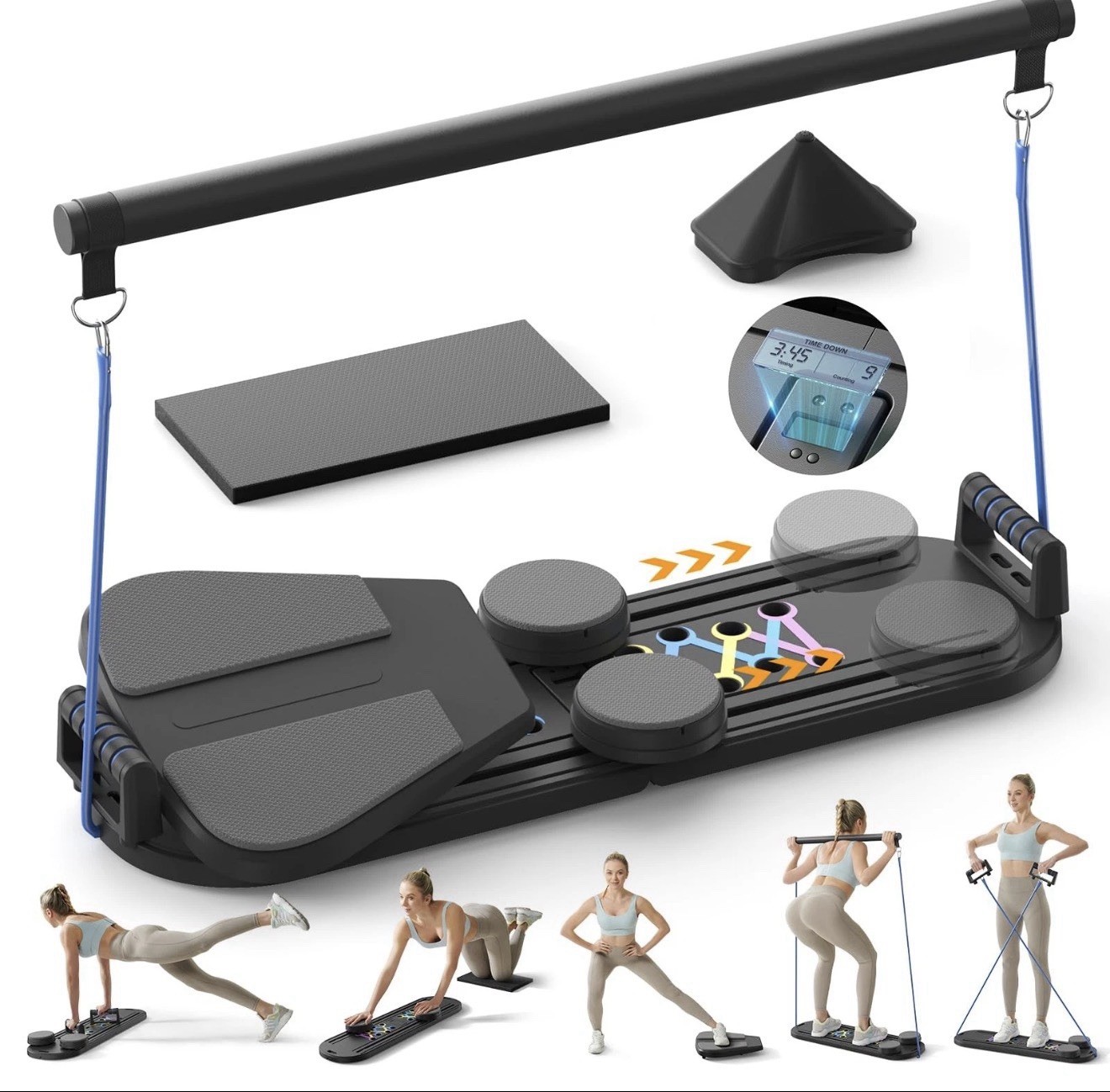 Pilates Board Reformer Set Multifunctional Abdominal Board Black